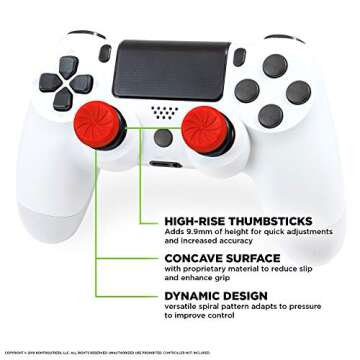 KontrolFreek FPS Freek Inferno Performance Thumbsticks for PS4/PS5 - Red, 2 High-Rise Concave