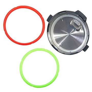 Pressure Cooker Silicone Sealing Gasket Red & Green Rings and Float Valve Fit for Instant Pot 5 or 6 Quart Models Replacement Parts Set
