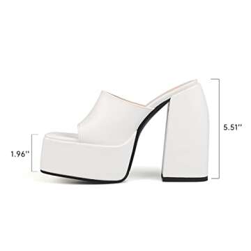 Dsevht Chunky Platform Sandals for Women,Slip On Square Toe Platform Mules with High Heel…