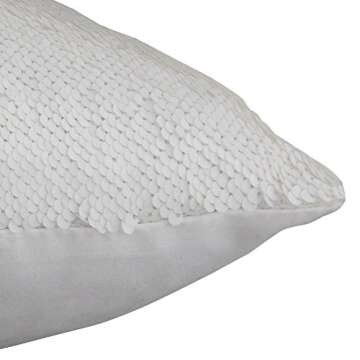 Play Tailor Sequin Pillow Cover Cushion Covers 16x16in Flip Sequins Decorative Throw Pillow Case, Silver and White