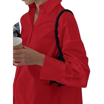 LYANER Women's Casual Shirt Dress - Stylish V Neck Mini