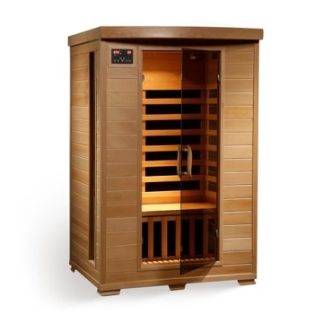 HEATWAVE Radiant Saunas 2-Person Hemlock Infrared Sauna with 6 Carbon Heaters, Chromotherapy Lightin...