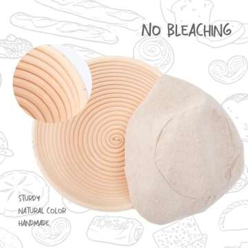 DOYOLLA Mini Bread Dough Proofing Basket & Liner (Set of 6, 5 inch), Sourdough Bread Bakery Bowls for Professional & Home Bakers