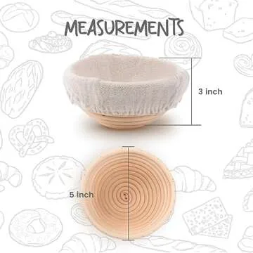 DOYOLLA Mini Bread Dough Proofing Basket & Liner (Set of 6, 5 inch), Sourdough Bread Bakery Bowls for Professional & Home Bakers