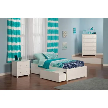 AFI Concord Twin XL Platform Bed with Storage in White