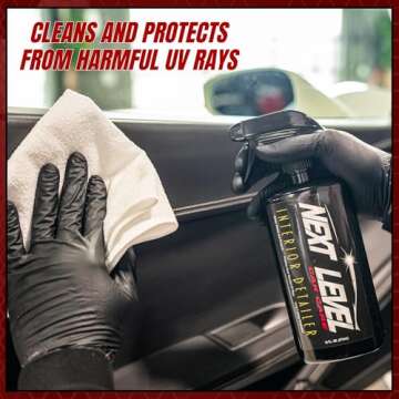 Next Level Car Care Interior Detailer Spray – Clean & Protect for Plastics, Leather, Vinyl, Glass & More - with UV Protection & Non-Greasy Finish (16 Fl Oz)