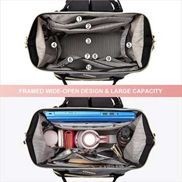 LOVEVOOK Laptop Backpack for Women, 17 Inch Waterproof Travel Backpack Purse,Work Nurse Bag with USB Port,Casual Business Computer Backpacks for Personal Item Carry on, Black-Grey