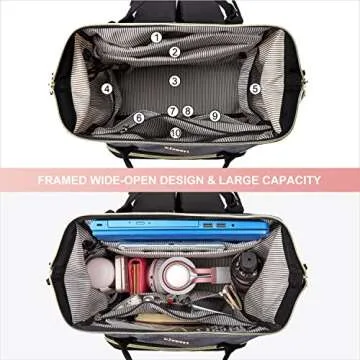 LOVEVOOK Laptop Backpack for Women, 17 Inch Waterproof Travel Backpack Purse,Work Nurse Bag with USB Port,Casual Business Computer Backpacks for Personal Item Carry on, Black-Grey