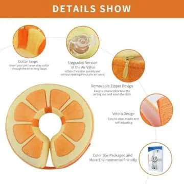 IEUUMLER Inflatable Recovery Dog Collar, Protective Donut Cone, Adjustable Soft Collar for Dog and Cat After Surgery Prevent from Biting & Scratching EU002 - Orange M