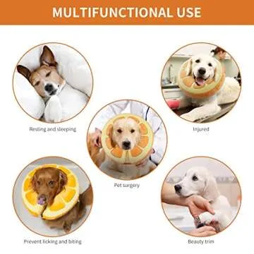 IEUUMLER Inflatable Recovery Dog Collar, Protective Donut Cone, Adjustable Soft Collar for Dog and Cat After Surgery Prevent from Biting & Scratching EU002 - Orange M