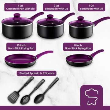 Chef's Star Pots And Pans Set Kitchen Cookware Sets Nonstick Aluminum Cooking Essentials 11 Pieces P...