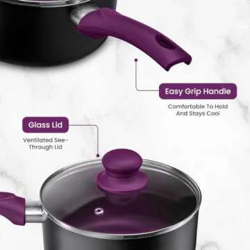 Chef's Star Nonstick 11 Piece Cookware Set in Purple