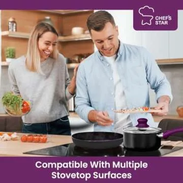 Chef's Star Nonstick 11 Piece Cookware Set in Purple