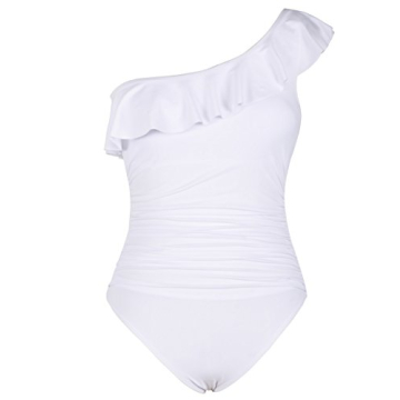 Hilor Women's One Shoulder Ruffle Swimsuit for Summer Fun