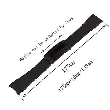 JETHENG 20mm Men's silicone watch strap for Rolex Daytona Outdoor Sports waterproof rubber watch ban...