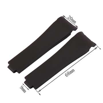 JETHENG 20mm Men's silicone watch strap for Rolex Daytona Outdoor Sports waterproof rubber watch bands wristband bracelet accessories for women's (20mm black black buckle)