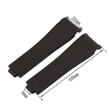 JETHENG 20mm Men's silicone watch strap for Rolex Daytona Outdoor Sports waterproof rubber watch bands wristband bracelet accessories for women's (20mm black black buckle)