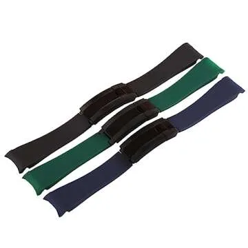 JETHENG 20mm Men's silicone watch strap for Rolex Daytona Outdoor Sports waterproof rubber watch bands wristband bracelet accessories for women's (20mm black black buckle)