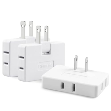 3 Pack AC Flat Wall Outlet Extender | Foldable 3 Way Design for Home & Travel (White)