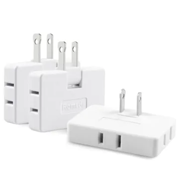 3 Pack AC Flat Wall Outlet Extender | Foldable 3 Way Design for Home & Travel (White)
