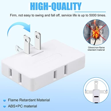 Compact 3 Pack AC Flat Wall Outlet Extender for Home and Travel