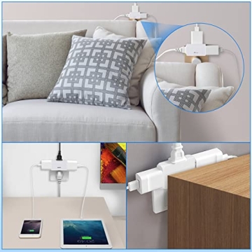 Compact 3 Pack AC Flat Wall Outlet Extender for Home and Travel