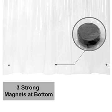 54x78 Inch Stall Shower Curtain/Liner 8G Heavy Duty Clear PEVA, 3 Bottom Magnets, Waterproof, PVC Fr...