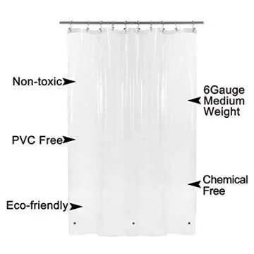 54x78 Inch Stall Shower Curtain/Liner 8G Heavy Duty Clear PEVA, 3 Bottom Magnets, Waterproof, PVC Free, Metal Grommets