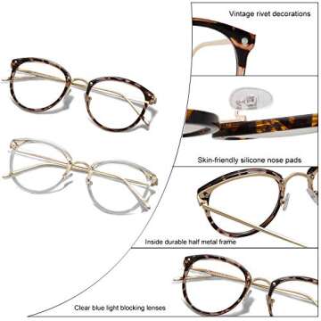 AMOMOMA Round Blue Light Blocking Glasses - Stylish Protection