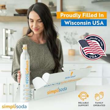 Simpli Soda 60L CO2 Canister Cylinders - Compatible w/Sodastream BLUE Screw-In Only, Ninja Thirsti, Philips, and More - Threaded Style Soda Streaming Machine CO2 Tanks Gas Refill, | 14.5 oz, Set of 2