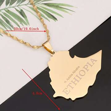 Stainless Steel Map of Ethiopian Pendant Necklace Addis Ababa Necklace Necklace Map Jewelry