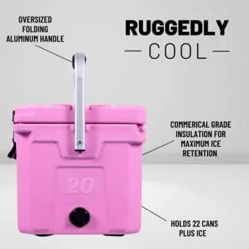 CAMP-ZERO 21 Quart Rotomolded Hard Cooler - Insulated Ice Chest with 4 Cup Holders - Bear-Proof Trav...