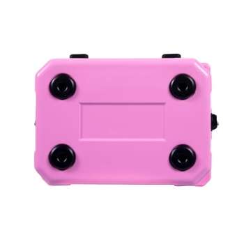 CAMP-ZERO 21 Quart Rotomolded Hard Cooler - Insulated Ice Chest with 4 Cup Holders - Bear-Proof Travel Ice Box for Beverage, Drink, BBQ, Fishing, Camping, Outdoor, Pink
