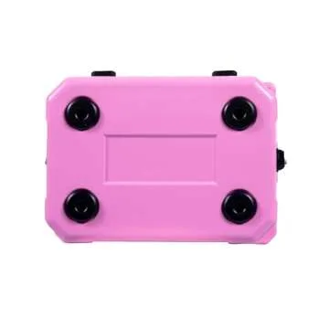CAMP-ZERO 21 Quart Rotomolded Hard Cooler - Insulated Ice Chest with 4 Cup Holders - Bear-Proof Travel Ice Box for Beverage, Drink, BBQ, Fishing, Camping, Outdoor, Pink