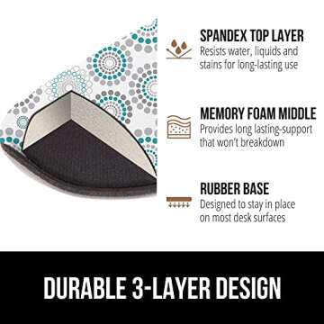 Gorilla Grip Silky Gel Memory Foam Wrist Rest for Computer Keyboard, Mouse, Ergonomic Design for Typing Pain Relief, Desk Pads Support Hand and Arm, Mousepad Rests, Stain Resistant, 2 Piece Pad Spiral