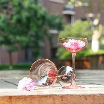 Elegant REAWOW Pink Champagne Glasses Set - 5 oz Coupe