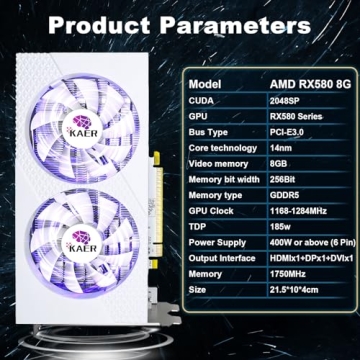 Powerful KAER RX580 8GB Graphics Card for Gamers