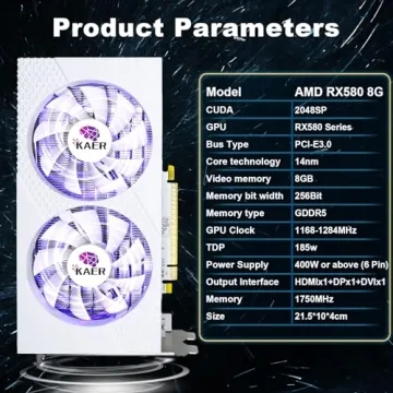 Powerful KAER RX580 8GB Graphics Card for Gamers