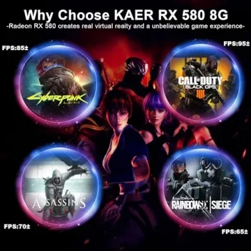 Powerful KAER RX580 8GB Graphics Card for Gamers