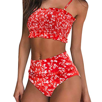 Stylish Women's Shirred Bandeau Bikini Set for Summer Fun