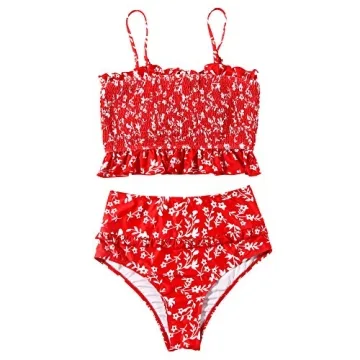 Stylish Women's Shirred Bandeau Bikini Set for Summer Fun