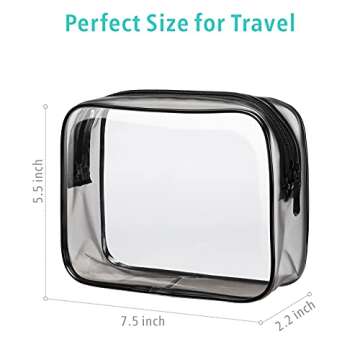F-color Clear Makeup Bags - Clear Travel Bags for Toiletries 3 Pack TSA Approved Toiletry Bag Clear Toiletry bags Quart Size Travel Bag, Carry on Airport Airline Compliant Bag, Pure Black