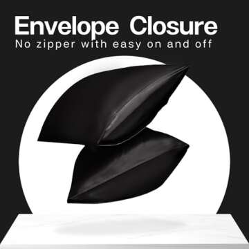 MR&HM Satin Pillowcase for Hair and Skin, Silk Satin Pillowcase 2 Pack, Queen Size Pillow Cases Set of 2, Silky Pillow Cover with Envelope Closure (20x30, Black)