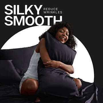 MR&HM Satin Pillowcase for Hair and Skin, Silk Satin Pillowcase 2 Pack, Queen Size Pillow Cases Set of 2, Silky Pillow Cover with Envelope Closure (20x30, Black)