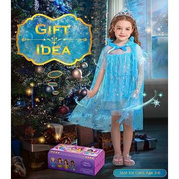 Kids Princess Dress Up Clothes for Little Girls, BIBUTY Pretend Play & Dress Up Princess Costume Set...