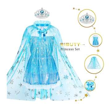 Kids Princess Dress Up Clothes for Little Girls, BIBUTY Pretend Play & Dress Up Princess Costume Set with Princess Dresses Crown Cape for Little Girls, Princess Toys Gifts for 3-6 Toddler Little Girls