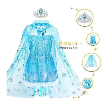 Kids Princess Dress Up Clothes for Little Girls, BIBUTY Pretend Play & Dress Up Princess Costume Set with Princess Dresses Crown Cape for Little Girls, Princess Toys Gifts for 3-6 Toddler Little Girls
