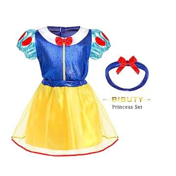 Kids Princess Dress Up Clothes for Little Girls, BIBUTY Pretend Play & Dress Up Princess Costume Set with Princess Dresses Crown Cape for Little Girls, Princess Toys Gifts for 3-6 Toddler Little Girls