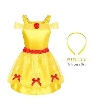 Kids Princess Dress Up Clothes for Little Girls, BIBUTY Pretend Play & Dress Up Princess Costume Set with Princess Dresses Crown Cape for Little Girls, Princess Toys Gifts for 3-6 Toddler Little Girls