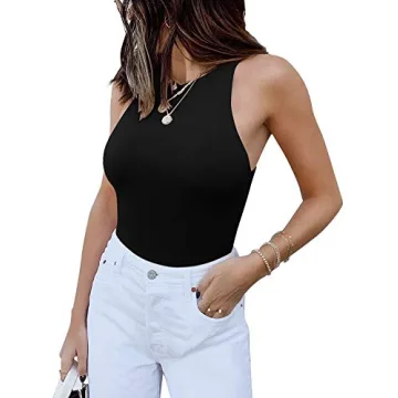 REORIA Women’s Sexy Sleeveless Racer Back Halter Neck Bodysuit - Chic and Comfortable Fashion Stap...